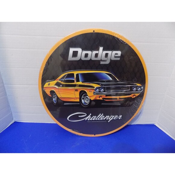 NEW DODGE Challenger Metal Sign Mancave Garage NEW tin 12" round embossed sealed - Picture 5 of 5
